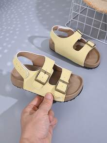 1 Pair Summer Kids Sandals, Toddler Boys Open Toe Beach Shoes, Non-Slip Soft Sole Girls Casual Stylish Shoes - Yellow - View 1