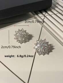 1 对时尚优雅的方晶锆石星形耳钉，适合日常佩戴、节日、聚会、旅行 - 銀色 - 查看 11