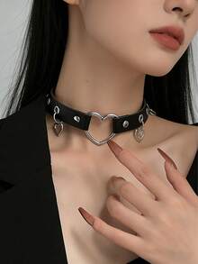 1pc New Fashion Cat Ear PU Leather Choker Necklace Women Chocker Necklaces Accessories Punk Neck Strap Wedding Bride Jewelry Gift - Black - View 3