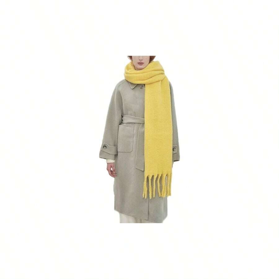 - Bufanda de cachemira para mujer, suave y clida bufanda de invierno para clima fro, manta de Navidad - Amarillo - Ver 1