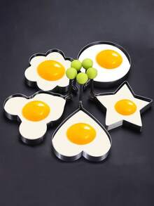 5pcs/Set Fried Egg Mold, Household Multifunctional Thickened Stainless Steel Heart/Stars/Flowers/Stars/ Shaped Egg Maker Creative Fried Egg Mold, Stainless Steel Egg Frying Pancake Mould, Cooking Tool, RV Kitchen Accessory, Cooking Utensil For Non-Stick Pans, Stainless Steel Fried Egg Ring Mold, Heart Shaped Egg Mold, Perfect For Bento Box - Multicolor - View 3