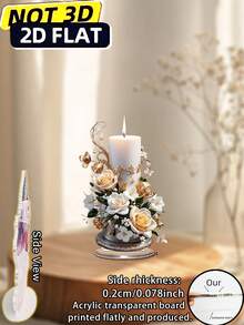 2D Flat Bohemian Style 2D Acrylic Decorative Candle Holder With Base - Plastic Desktop Floral Theme Decor For Bedroom, Home And Office, No Electricity Required, Ideal For New Year Gift - Colorful - View 6