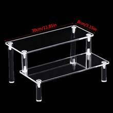Clear Acrylic Riser Display Stand, 2-Tier Shelf For Perfumes, Toys & Desserts - Transparent - View 4