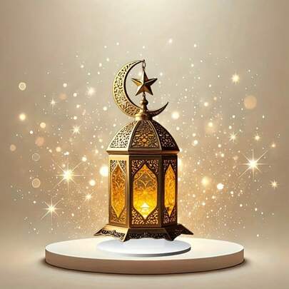 2D Flat, [Home Relaxation] Elegant Gold Crescent Moon Lamp Acrylic Decor - 2D Bohemian Tabletop Art With Star Design, Ideal For Easter, St. Patrick's Day And Ramadan Gifts