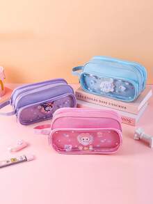 1pc Cartoon Sanrio Pencil Case, Large Capacity Multi-Layer Dirt Resistant Pencil Case, Kulomi, Yuguigou Stationery Bag