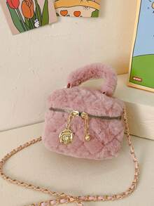 1pc Mini Cute Coin Purse, Fluffy Bucket Bag For Autumn/Winter, Chain Shoulder Crossbody Bag, Suitable For Parent-Child Interaction, Multiple Colors Available, Ideal For Travel, Shopping And Various Occasions, Great Gift For Halloween, Thanksgiving, Christmas - Chain Bucket Bag - View 6
