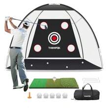 Golf Net Golf Practice Net And Mat 10x7FT Hitting Aids For Backyard Driving Chipping Swing Training With Noise Reduce Target Tri-Turf Mats Tees Real Balls For Indoor Outdoor Gifts For Men Dad - ĐenTrắng - Xem 1