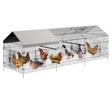 Gallinero grande de metal con acceso para caminar, 86/130" de largo, para patio, con cubierta impermeable y anti-UV, gallinero tipo jaula para aves de corral, ideal para granjas de traspatio, para pollos, patos, gansos y conejos, 40" de alto. - Plateado - Ver 1