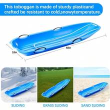 JIEXToboggan Snow Sled For Adults 48in Plastic Sleds With Pull Rope And 4 Handles Outdoor Plastic Snow Sled For And Adults CHEN - BlueGreen - View 3