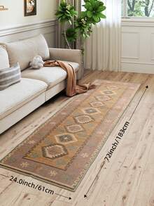 1 件波西米亚风走廊地毯，复古雪尼尔印花柔软地毯，厨房地垫/走廊地毯 - 彩色 - 查看 13