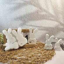 Bộ khuôn đất sét tự làm, bao gồm các hình thỏ tai cong và hình trái tim cỡ lớn, vừa và nhỏ, thích hợp để làm khuôn nhựa, thạch cao, silicon, trang trí thỏ Phục Sinh. - trắng - Xem 3