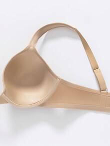 MLeyhoice 1pc Plus Size Women's Full Coverage Supportive Bra, Smooth Minimalist Wide Strap Comfortable Lift Bra - Apricot - View 10