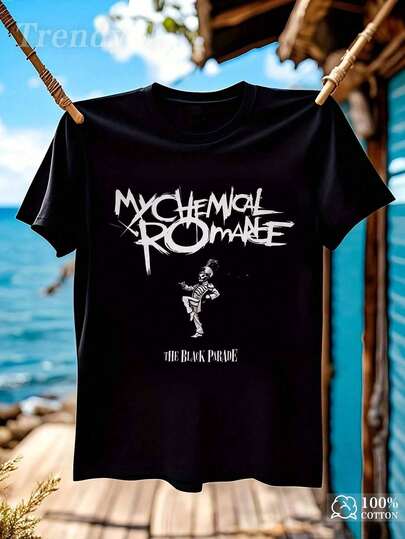 100 Percent Cotton,Vintage Devil MCR Band Graphic T Shirt,Fun Outfit For Band Fan Gatherings & Music-Themed Cafés,Comfortable And Breathable,Versatile,Innerwear Or Outfits,Mens Fashion Streetwear,Couple Matching Outfit