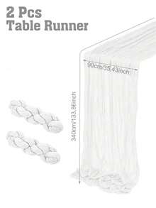 1/2/3/5件装 35*134 英寸褶皱桌旗,波西米亚风桌布,纯色布料桌布,婴儿派对装饰,性别揭晓派对装饰,一周岁生日派对用品,新生儿派对装饰,怀孕公告装饰,生日装饰,儿童房装饰,优雅餐桌装饰,厨房装饰 - 彩色 - 查看 25