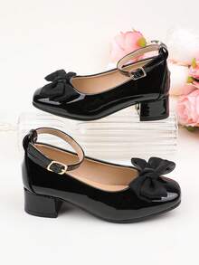 Mädchen Mode schwarze einfache Schleife Riemen Schnallen Anzugschuhe, geeignet für formelle Anlässe, Partys, Hochzeiten, Aufführungen, Ballett, Prinzessin Stil, bequem und vielseitig für Kleinkinder, kleine Mädchen und große Mädchen - Schwarz - Übersicht 3