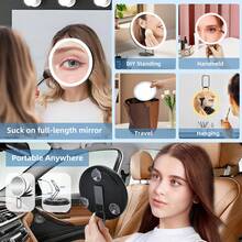 LED Lighted Magnifying Mirror, 10X 20X 30X Magnification, Black, Makeup Mirror With Magnifier, 6 Inch Handheld Compact Makeup Mirror With Light, Rechargeable 800mAh Battery, Best Gift For Men And Women - Black - View 8