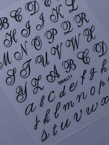 2 pezzi Adesivi per unghie con lettere dell'alfabeto nere 3D, lettere maiuscole e minuscole semplici, decalcomanie per arte di unghie con parole in maiuscolo, accessori fai-da-te per unghie, decorazione per manicure autoadesiva, forniture per unghie - nero - Visualizzare 9