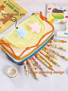 1个，2025新款铅笔盒，多层青少年铅笔盒，多功能铅笔盒，学生文具包，收纳袋，铅笔盒，学生铅笔盒，卡通透明翻盖铅笔盒，男女通用，办公学校铅笔盒。 - 彩色 - 查看 5