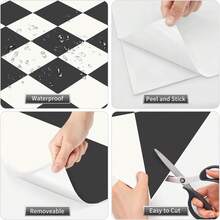 MORCART 40片自粘乙烯基地板砖，防水，可移除，尺寸为7.8英寸 x 7.8英寸，适用于DIY安装于浴室、厨房、壁炉、宠物屋、楼梯、卧室、墙面等处，黑白两色可选。 - 彩色 - 查看 6