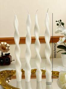 10 In Spiral Long Rod Aromatherapy Candle Set, Made Of Soy Wax And Paraffin Wax, Containing Sandalwood Fragrance, Decorated Scented Candles For Ramadan, Home Decoration Candles For Valentine's Day, Multiple Wine Red Candle Sets, Party Candle Center Decoration, Christmas Slim Candles Suitable For Giving Gifts To Women, Close Friends, And Winter Gifts - White - View 3
