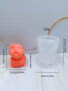 1pc Easter Bunny Shaped Candle, Silicone Mold, Plaster Decor Mold - White - View 2