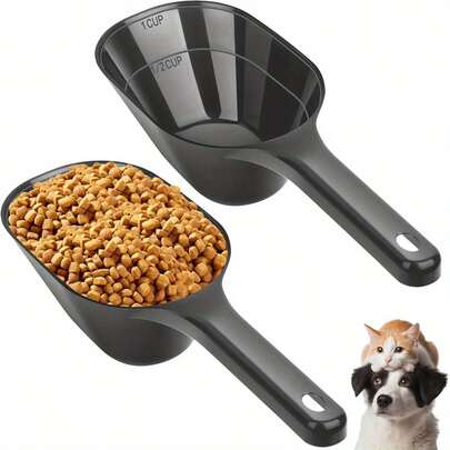 2 Pieces Dog Food Scoop, Pet Food Scoop, Plastic Pet Food Scoop With Measuring Lines For 1/2 Cup And 1 Cup, Suitable For Dogs, Puppies And Cats