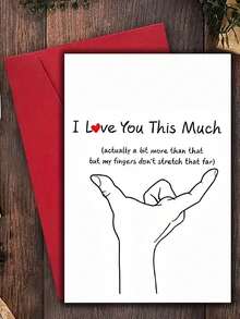 1张“我爱你这么多”创意情人节贺卡，以距离对比设计，送给妻子、丈夫、男友/女友的礼物，高品质贺卡，带信封（12x17厘米）/（4.72x6.7英寸） - 彩色 - 查看 12