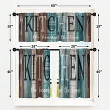 1pc/2pcs Farmhouse Rustic Kitchen Window Curtains Valance, Wooden Vintage Window Valance Curtain With Grey/Teal/Black Kitchen Design Curtains, Polyester Small Cafe Drapes For Festival Holiday Anniversary Gifts Housewarming Gifts, Window Treatment Short Curtain For Living Room Bedroom Bathroom Farmhouse Kitchen Decor, Rod Pocket, Machine Washable - 鄉村廚房 1 - 查看 3