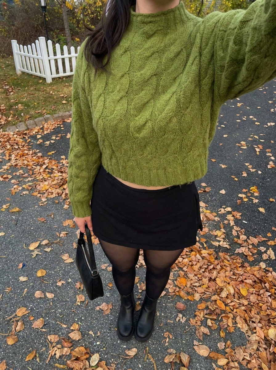 Buzzelle VIBEWAVE Women's Unique Design Twist Knit Long Sleeve Pullover Sweater, Minimalist Casual For Autumn/Winter Winter - Green - View 1