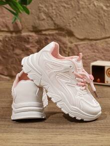 Modische weiße Kindersneaker, unisex weiße Sportschuhe geeignet für Schule, Schüleraufführungen, Laufen und Sport, ganzjährig - Pink - Übersicht 8