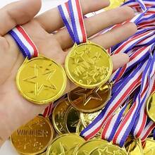 10/30pcs Gold Plastic Small Medals, Multi-Item Party Favor Pack, Portable Pentagram Design, Durable PP Material, Perfect For Parties, Games, Sports Events And Costume Performances, Ideal For Games And Celebrations, Sports Competitions, Talent Shows, Spelling Bees, Birthday Parties, Group Activities, Holiday Gatherings, Back To School, Singles Parties, Party Supplies, Party Favors, Competition Medals, Party Medals, Gifts For Men - Multicolor - View 2