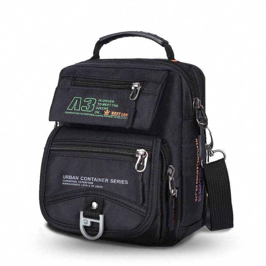 男士战术尼龙斜挎包，户外多功能旅行包，带手机袋，休闲单肩包