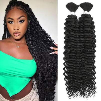 Yewell Long Curly Deep Wave Braiding Hair For Boho Braids 18 -24 Inch 1-2 Bundles/Pack Synthetic Boho Hair For Braiding Knotless 12A Deep Wave Bulk Bohemian Ocean Wave Crochet Hair For Deep Wave Braiding Hair For Boho Braids