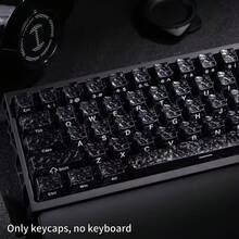 119 Keys Carbon Fiber Texture Keycaps, PC Molded Side-Printed Non-Slip Personalized Keycaps, Highly Attractive - Black - View 2