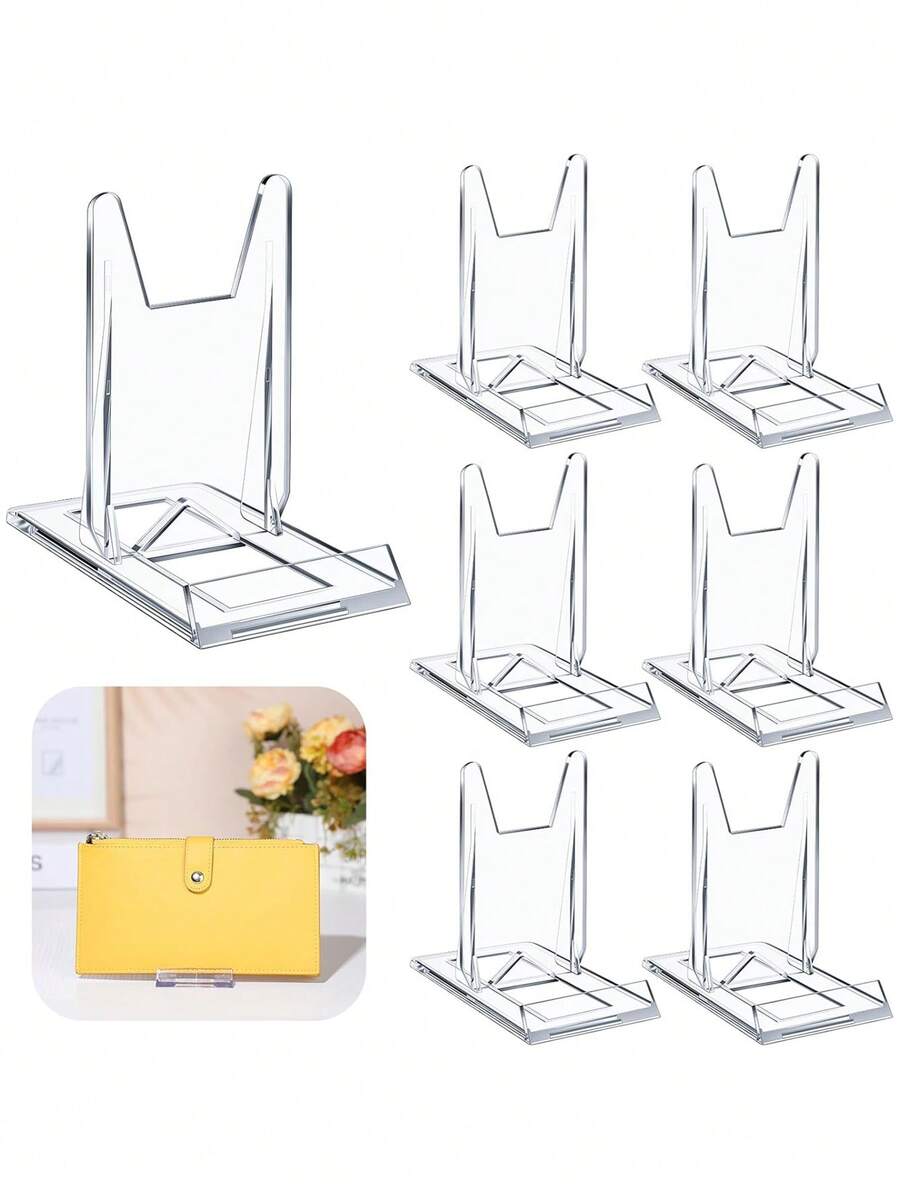 1pc Transparent Acrylic Cosmetic Display Stand, Multi-Functional Wallet Storage Rack, Desk Organizer, Handbag And Phone Holder, Desktop Perfume And Lipstick Display Stand, Store Shelf, Jewelry And Mini Figurine Display Box