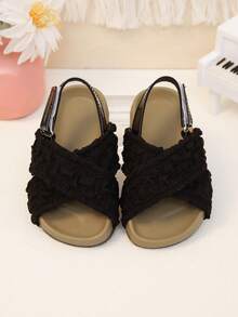 1 Pair Children's Casual Versatile Soft-Sole Comfortable Sandals, Toddler Prewalker Beach Shoes - Black - View 3