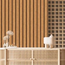 Adhesive Wallpaper With Ribbed Pattern, Natural Oak Wood, Medium Strips - Multicolored 7 - View 2