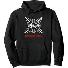 Stranger Th*Ngs Lifeguard Hawkins Pool Vintage Classic Logo Pullover Hoodie - Women Pullover Hoodie 60% Cotton 40% Polyester Casual Sports, Daily Fashion, Loose Fit, Party Outfits,Gift, Unisex Style, Black,S-3XL - màu đen - Xem 1