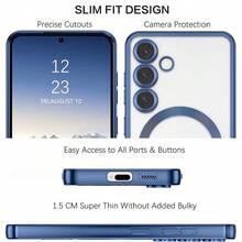 适用于三星 Galaxy A06 A16 A26 A36 A56 S25 Ultra S24 Ultra S25 FE 的磁吸透明手机壳，内置摄像头镜头保护膜，采用奢华电镀软 TPU 材质，透明防震超薄保护套，也适用于 17、16、15、14、13、12、11 系列以及 17 Pro Max，圣诞礼物之选，国际版，非国内版。 - 深藍 - 查看 6