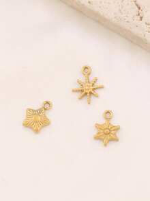 5pcs Stainless Steel Star Sun Pendant, Suitable For DIY Jewelry Making, Handmade Accessories, Earrings, Necklaces, Bracelets And Other Sun Decorations - 5 Pendants - View 3