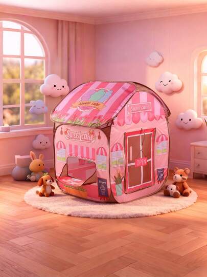 1 st prinsesslekstält med andningsbart takfönster, inomhus prinsessteater, barnlekstält med förvaringsväska, stor slottleksak, sömnhjälp, hopfällbart fantasitält för inomhus-/utomhuslek, rollspel och fantasilek, bästa presenten till födelsedag, halloween, nyår och jul