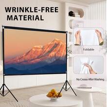 Projector Screen With Stand 100 120inch 16:9 4K 1080 HD Portable Projection Screen For Home Office Theater Cinema - White - View 2