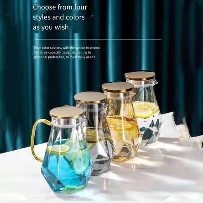 1pc Thickened Glass Patterned Teapot, Kung Fu Tea Pot, Hammered Design, Heat-Resistant, Suitable For Office, Can Pour Tea & Boil Water. Portable, Suitable For Home, Hotel, Camping And Travel. A Very Practical Product.