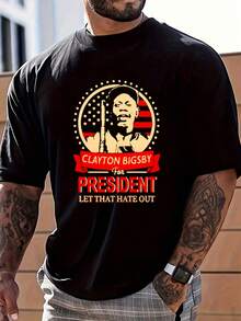 Clayton Bigsby For  Graphic Tee With American Flag Design,220g Pure Cotton Graphic T Shirt,Mens Shirt,Funny Gift,Soft And Comfortable Cotton Top,Summer Outfit - Black - View 1