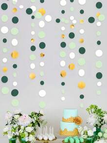 13 قدم من الزينة الحلزونية الخضراء والذهبية، بانر معلق مزين بنقاط بولكا لامعة خضراء لحفلات الخطوبة والعروس، ديكورات أعياد القديس باتريك، مناسبة للزفاف والذكرى السنوية وعيد الميلاد وعيد القديس باتريك وحفلات عيد الحب - متعدد الألوان - مشاهدة 5