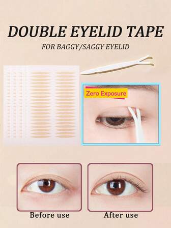 Cinta invisible para párpados dobles natural - Regalo de Navidad asequible, levanta los párpados caídos o asimétricos, ensancha los ojos instantáneamente, crea párpados dobles naturales. Textura biónica: adhesión perfecta a la piel, mate sin costuras, ultra delgada e invisible, resistente al agua y al sudor.