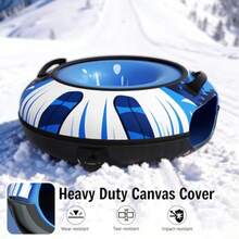 JIEXHeavy-Duty Snow Tube 47 Snow Sled With Premium Canvas Cover For Adults Towable Inflatable Sledding Tube With Thickened Bottom Winter Outdoor Fun CHEN - Multicolored - View 2