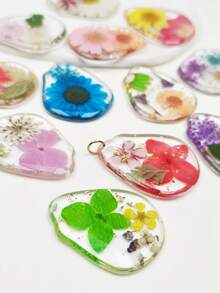2 piezas Colgante de flor de 12 meses dulce, colgante de flor natural, colgante de flor transparente, para hacer joyas DIY y como colgante decorativo, adecuado como regalo de cumpleaños, regalo del Día de la Madre, se puede usar para collares, aretes, llaveros, encantos de bolso - Colgante de flor de cumpleaños - Ver 3