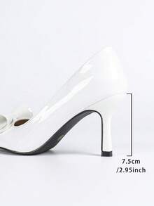 Women's High Heel Pumps, Fashion Bowknot Pointed Toe Stilettos - White - View 10