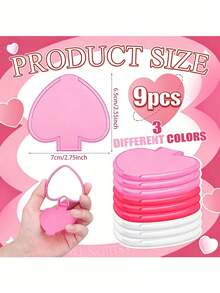 36/18/9/3pcs Heart-Shaped Portable Folding Makeup Mirror (White/Pink/Fuchsia), Mini Compact Mirror; Bridal Decor, Valentine's Day Guest Favor, Compact Mirror For Makeup Touch-Ups, Bath Party Gift, Single's Party Gift Set - Multicolor - View 2